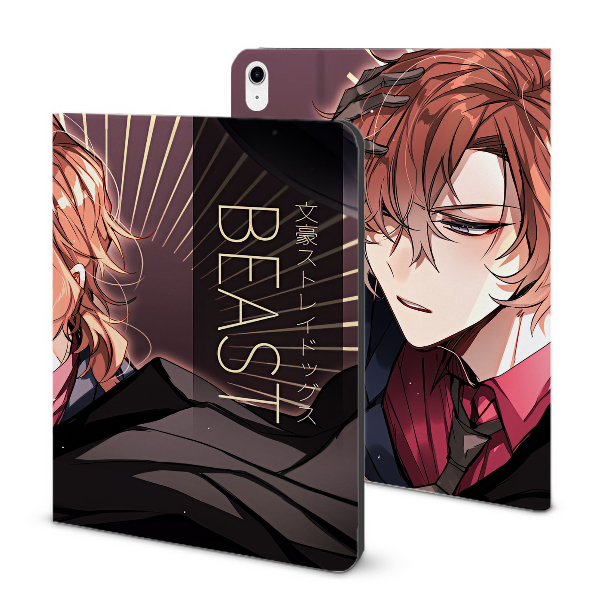 （画像用） 文豪ストレイドッグス Bungo Stray Dogs IPad ケース ブック型 PUレザー TPU 耐衝撃 軽量 薄型 ペン収納なし 全面保護 IPad 各モデル対応